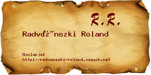 Radvánszki Roland névjegykártya